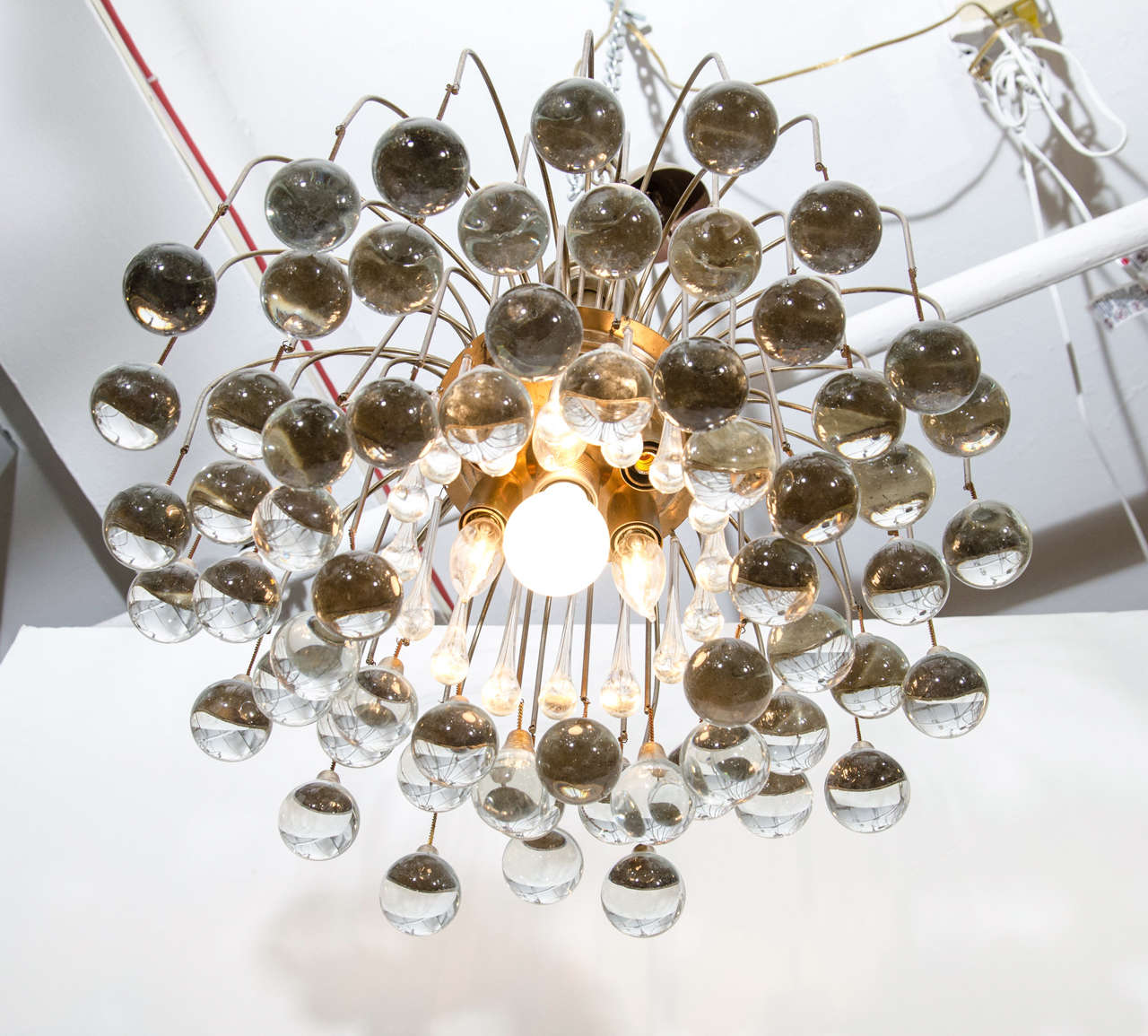 American Mid Century Chandelier With Clear Glass Drops