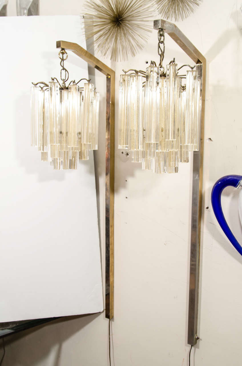 Fantastic Venini Gold Dust Murano Pendant Sconces