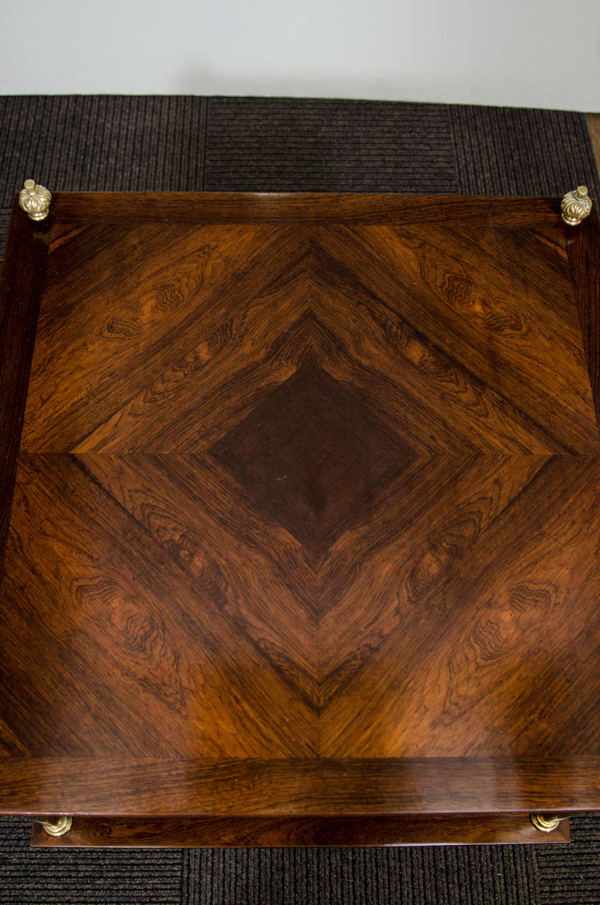 Midcentury Two-Tier Rosewood Side Table on Brass Legs 2