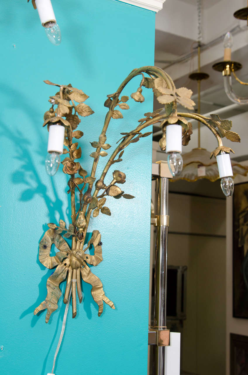 Antique French Victorian Floral Sconces at 1stdibs