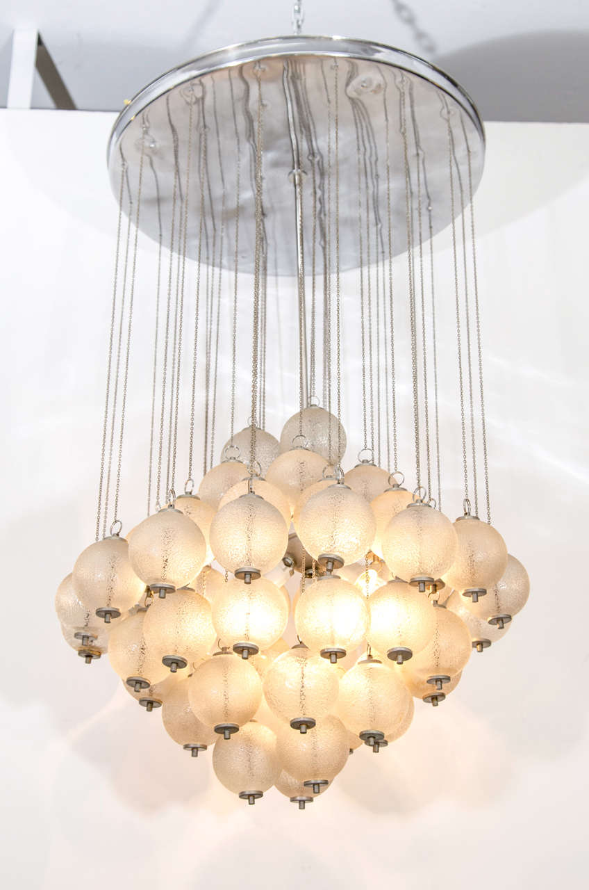 A Mid Century Chandelier With Hanging Murano Glass Balls at 1stDibs