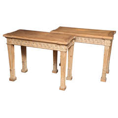 Pair of English Neoclassical Stripped Pine Console Tables