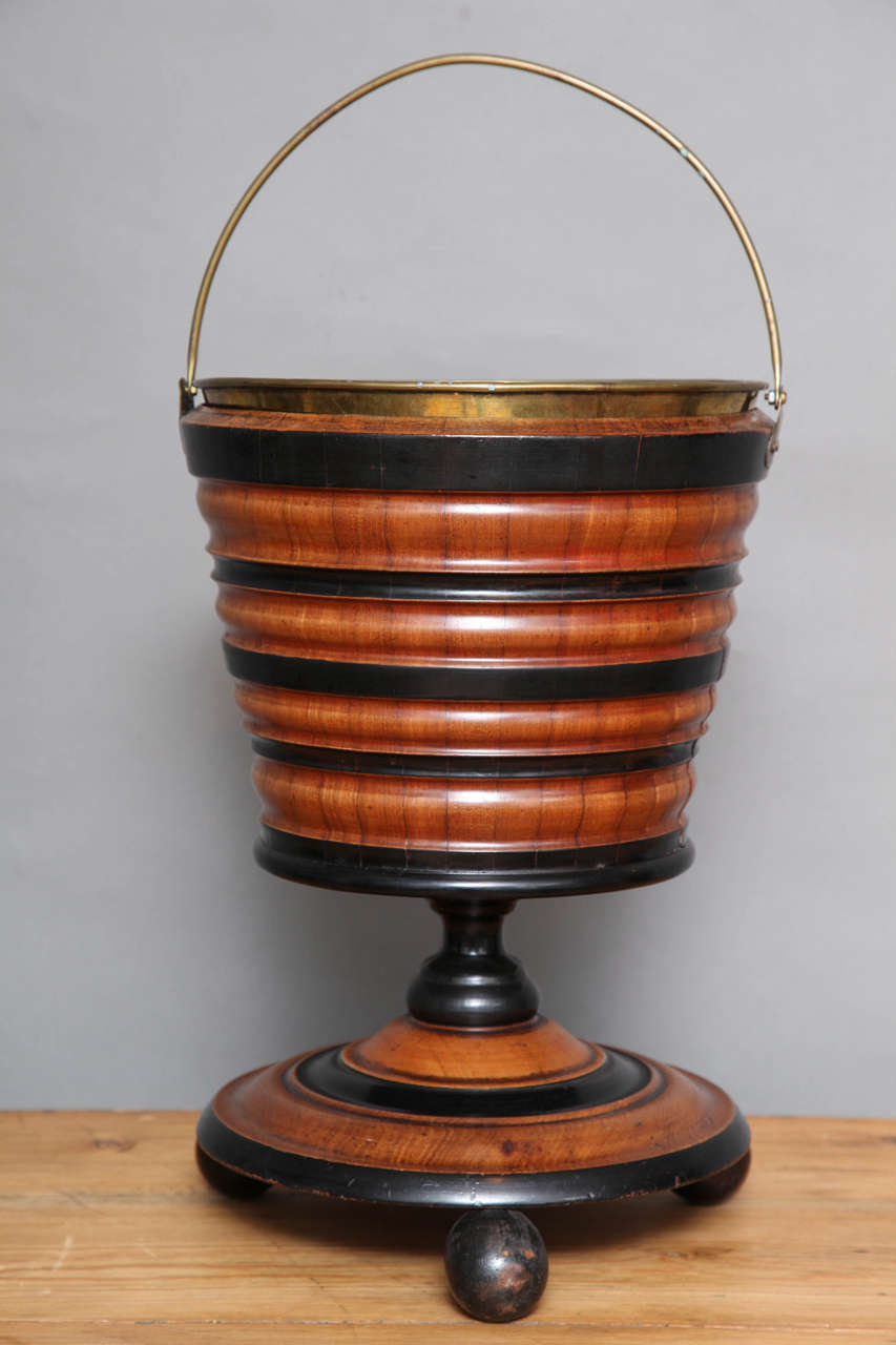 19th Century Dutch Turned and Ebonized Peat Bucket 2