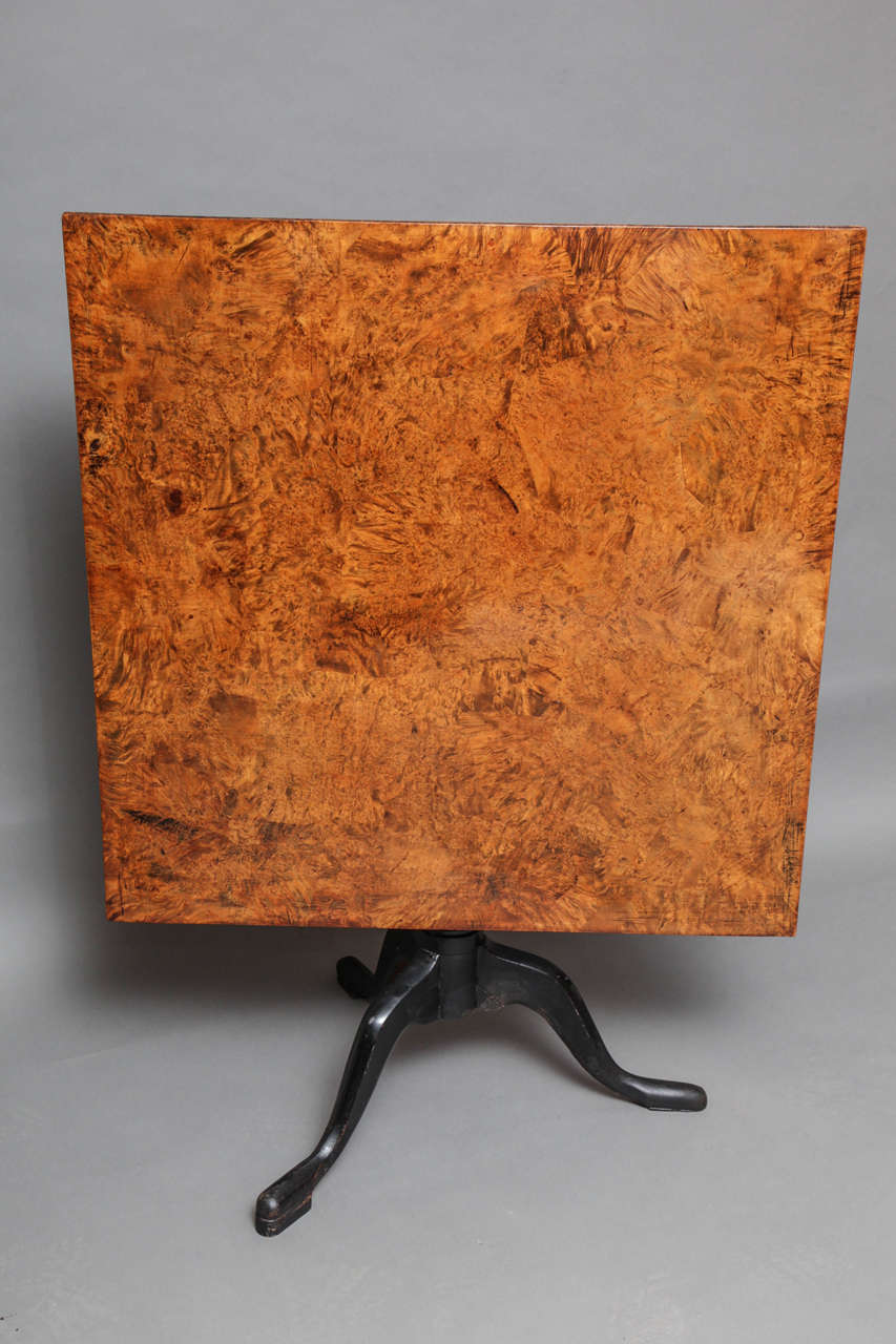 Pine Swedish Painted and Burl Birch Root Tilt Top Table