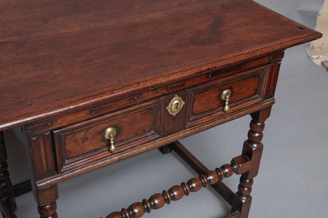 Baroque Charles II Oak Side Table For Sale