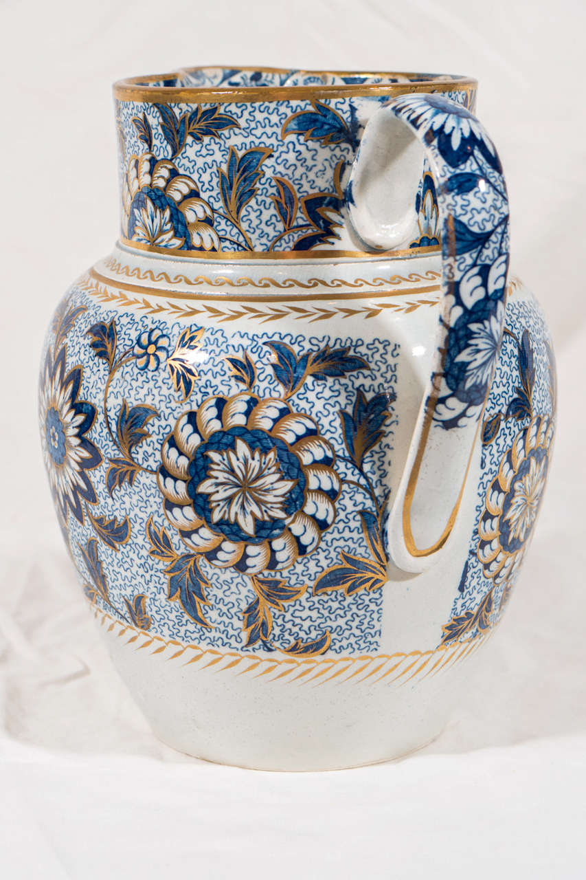Blue and White Pearlware Jug In Excellent Condition In Katonah, NY