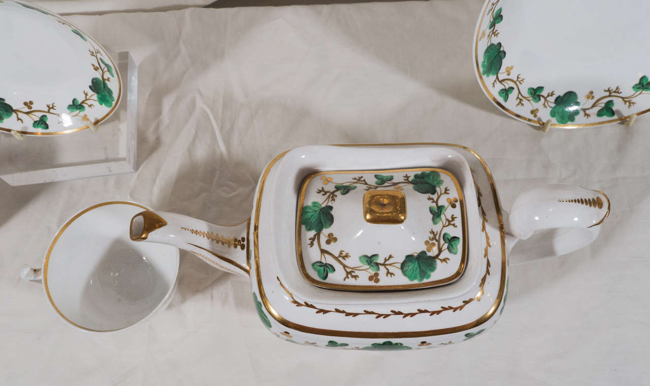 Spode Tea Service for Nine in the "Green Leaves" Pattern at 1stDibs
