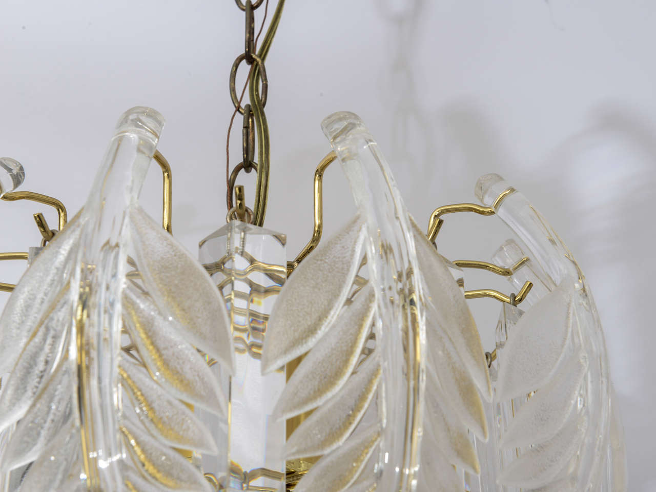 Small Lucite Palm Frond Chandelier In Good Condition In West Palm Beach, FL