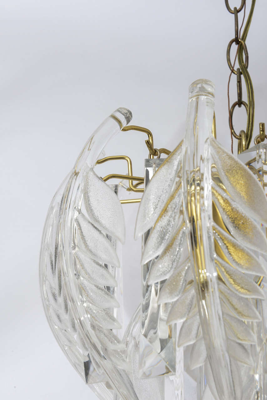 Small Lucite Palm Frond Chandelier 1