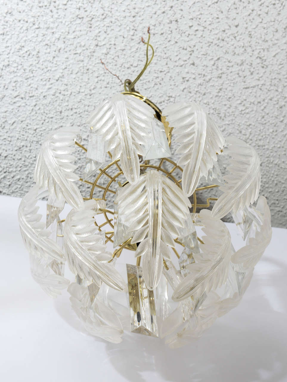 Small Lucite Palm Frond Chandelier 2