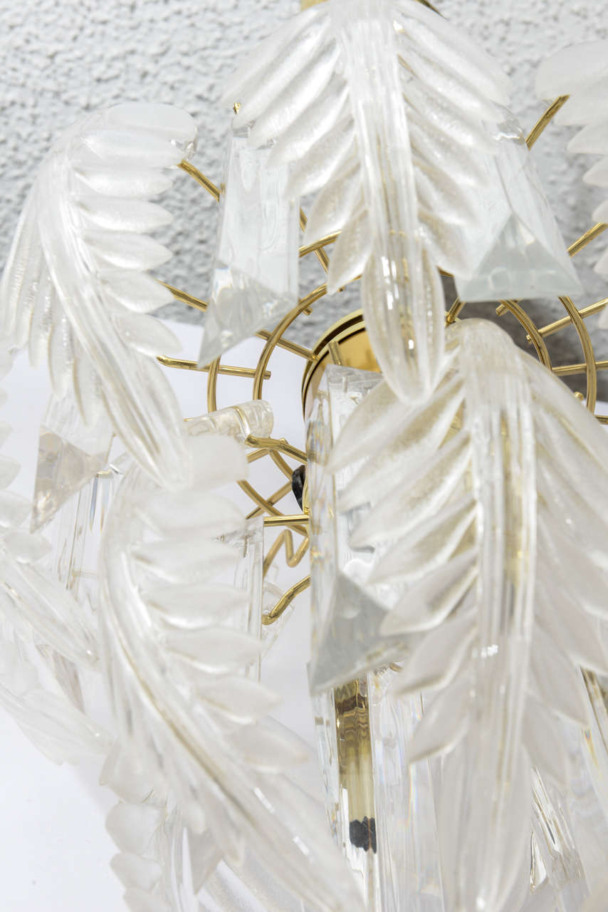 Small Lucite Palm Frond Chandelier 3