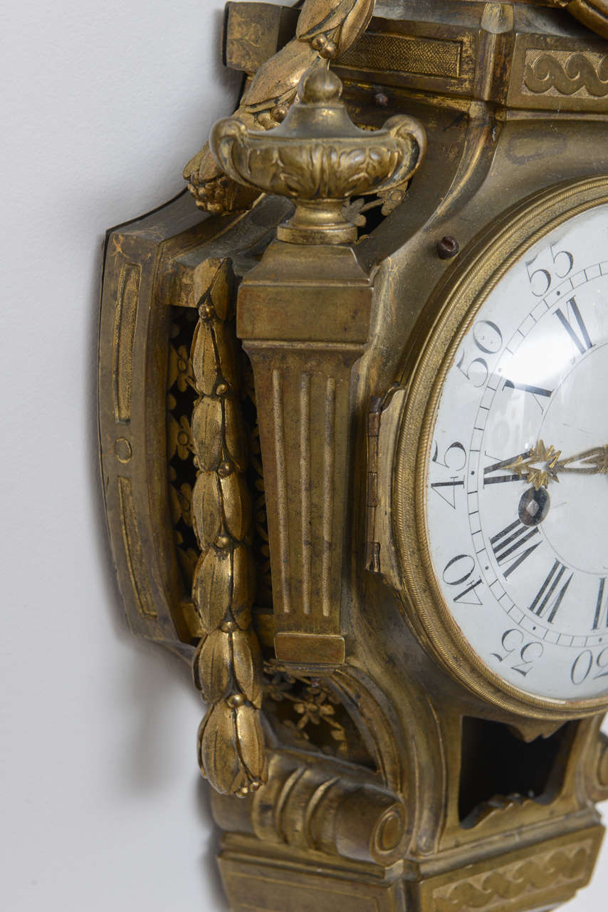 Louis XVI Bronze Cartel Clock, Signed Mabille For Sale 3