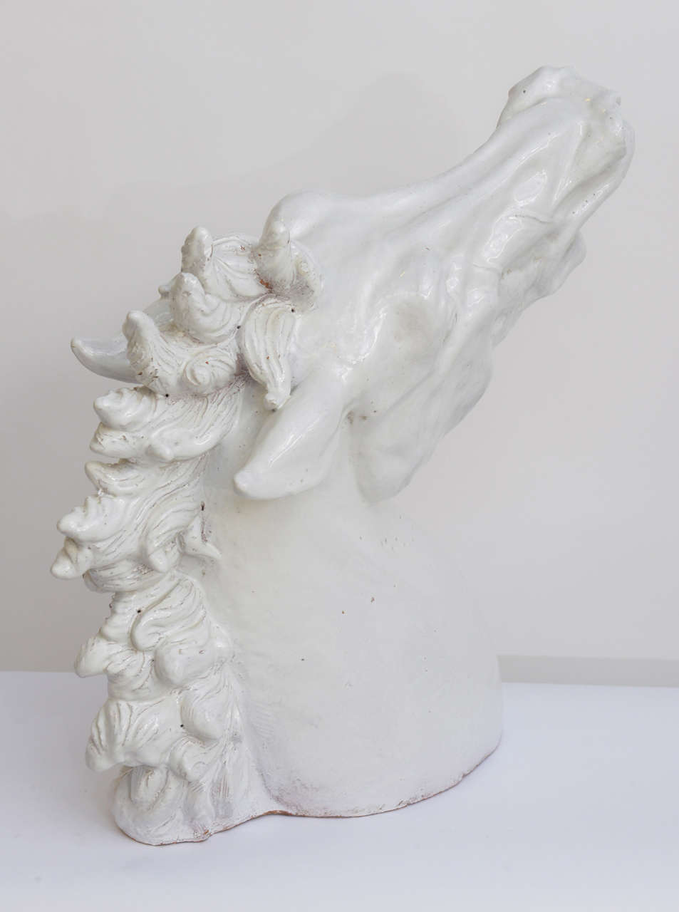 Italian, White Glazed, Terra Cotta Large Horse Head Sculpture 5