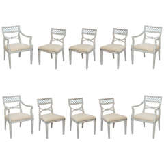 Ten Neoclassical Klismos Dining Room Chairs