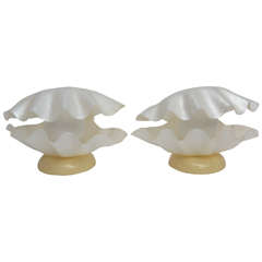 Pair of Lucite Clamshell Lamps