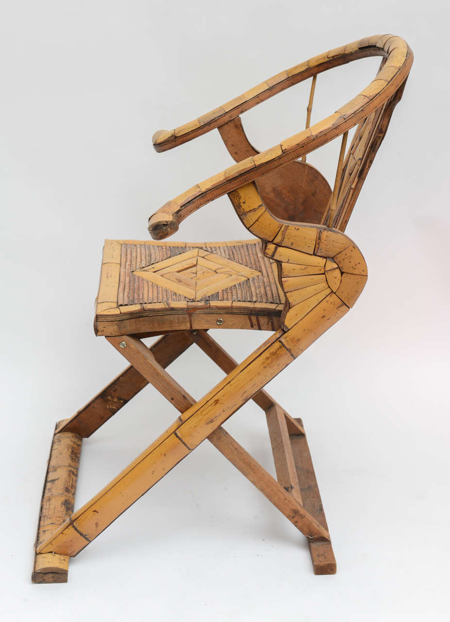Bamboo Folding Chair In Good Condition For Sale In West Palm Beach, FL