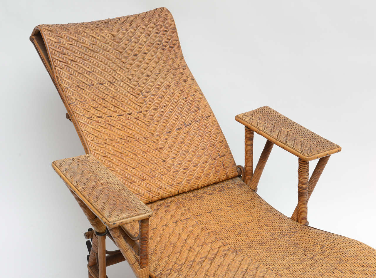 Rattan Folding Lounger In Good Condition In West Palm Beach, FL