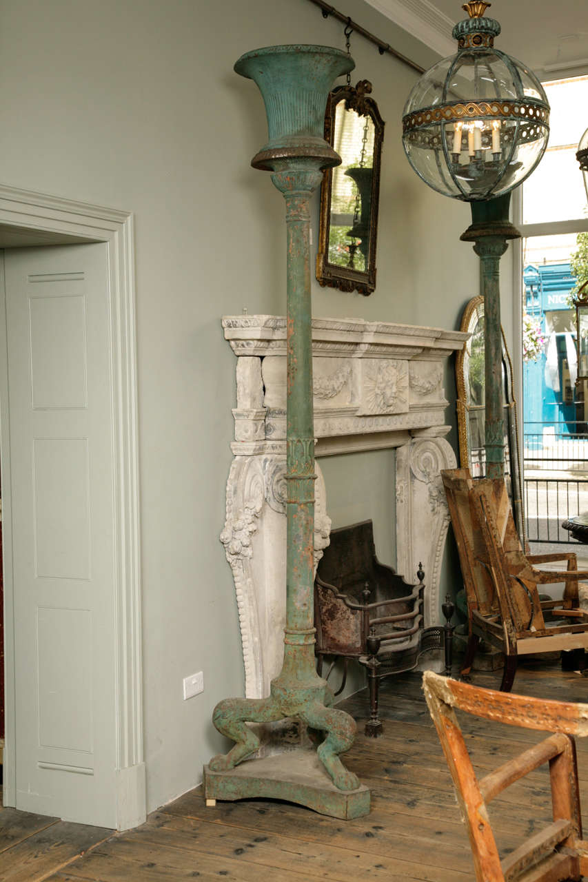 Monumental Pair of Regency Period Roman Revival Torchieres