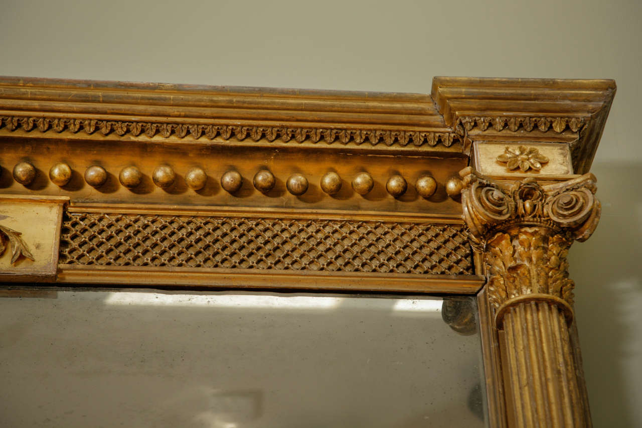 Neoclassical Large Carved Giltwood and Gesso Overmantle
