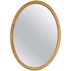 George III Chippendale Period Giltwood Oval Wall Mirror
