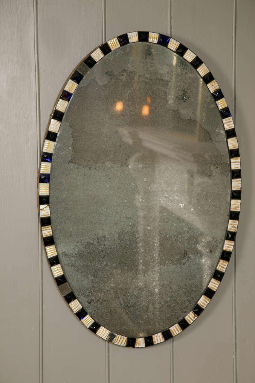 A Pair of 18th Century Irish Waterford Crystal Oval Mirrors