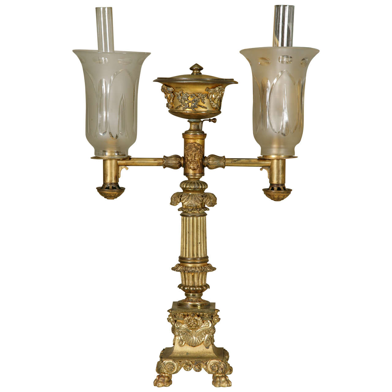 Fine Pair of Regency, Gilt Bronze Colza Lamps by Thomas Messenger and Sons