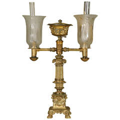Fine Pair of Regency, Gilt Bronze Colza Lamps by Thomas Messenger and Sons