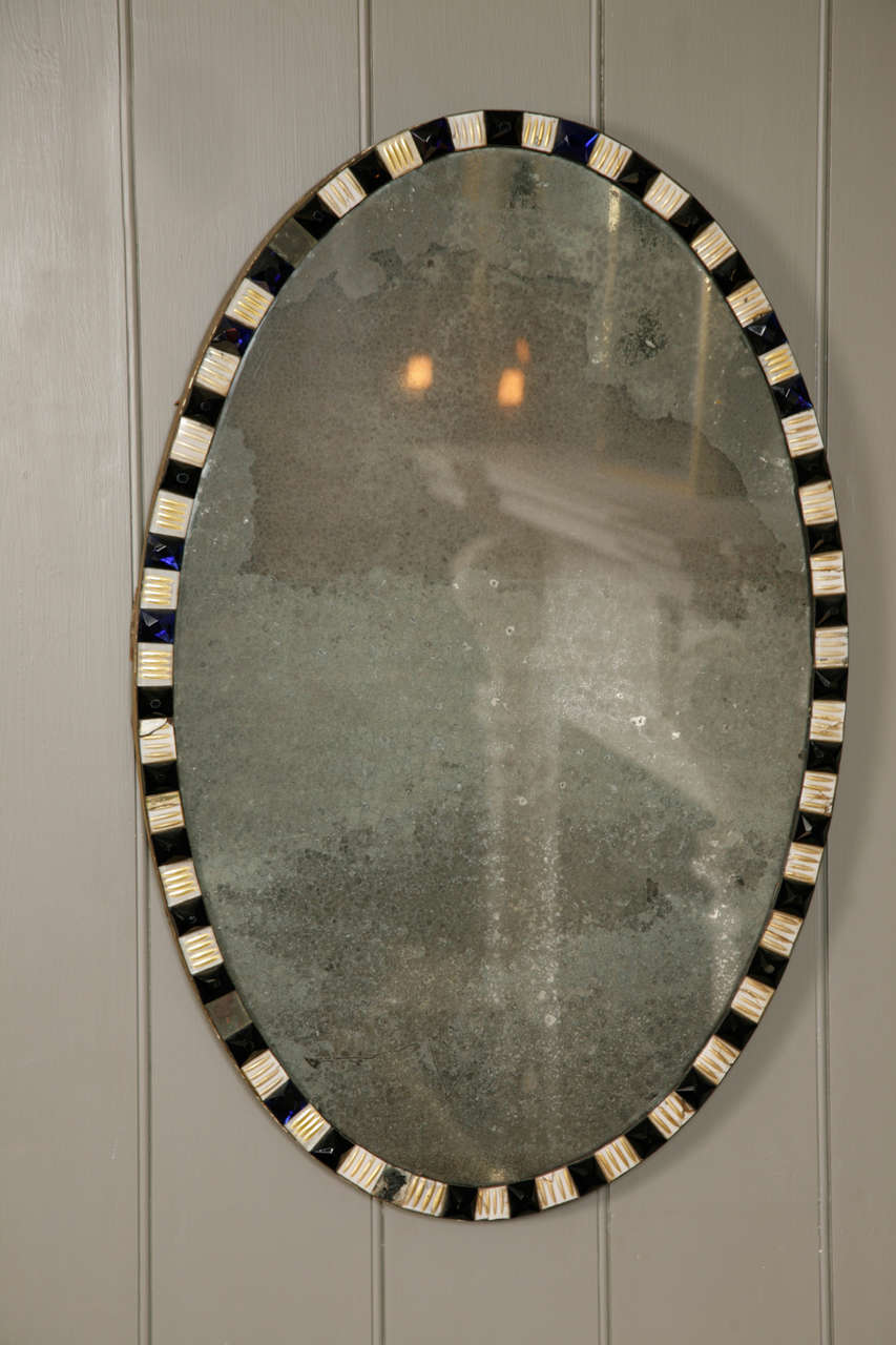 Pair of 18th Century Irish Waterford Crystal Oval Mirrors at 1stDibs