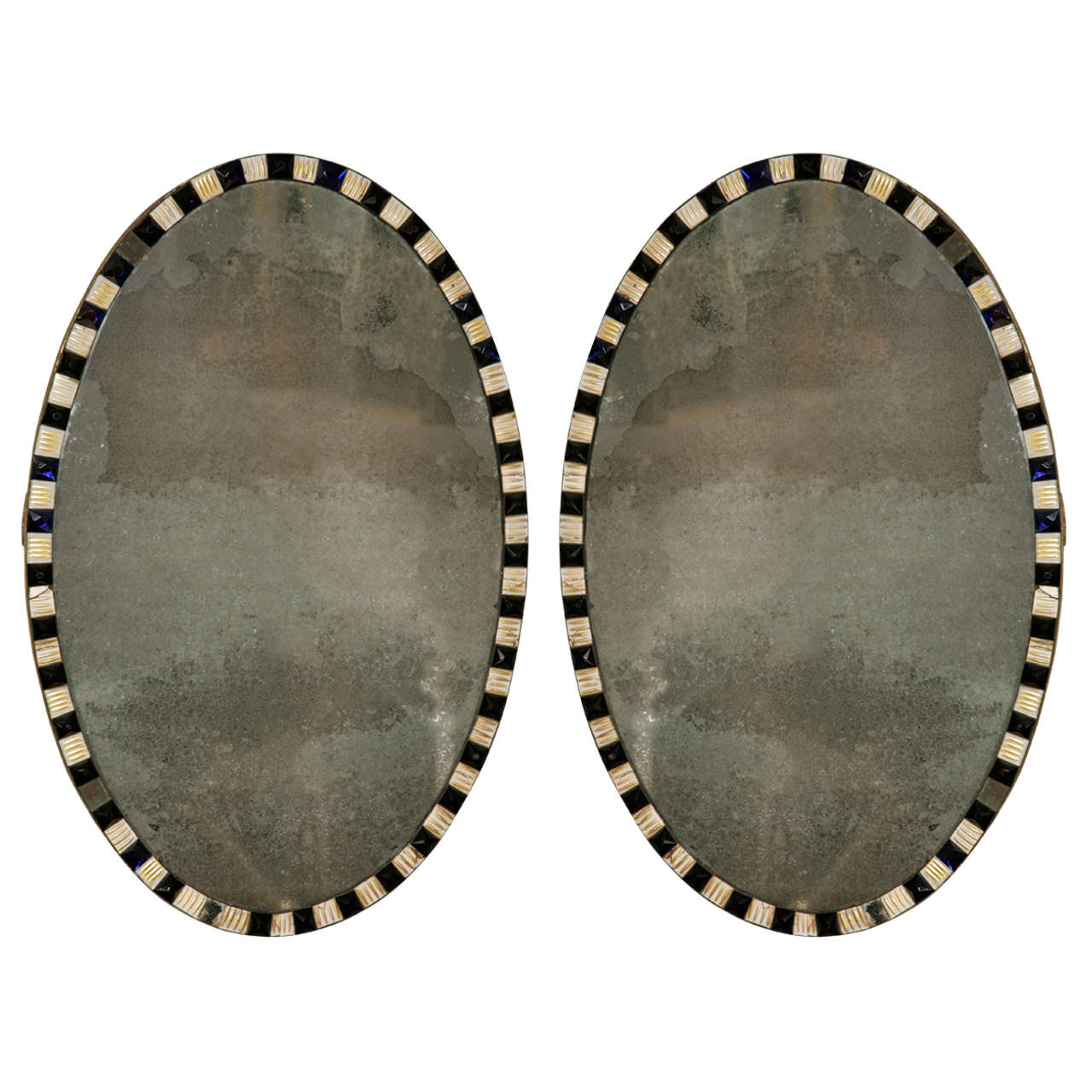 Pair of 18th Century Irish Waterford Crystal Oval Mirrors at 1stDibs