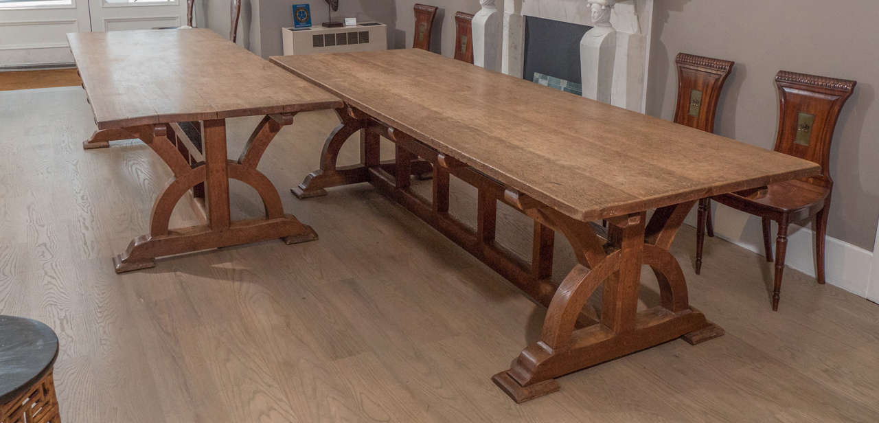 English Arts & Crafts Oak Library or Dining Table Attributed to A. Romney Green For Sale