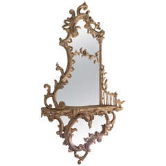 Antique Good George III Chippendale Period Gilt Carton Pierre Gilt Girandole