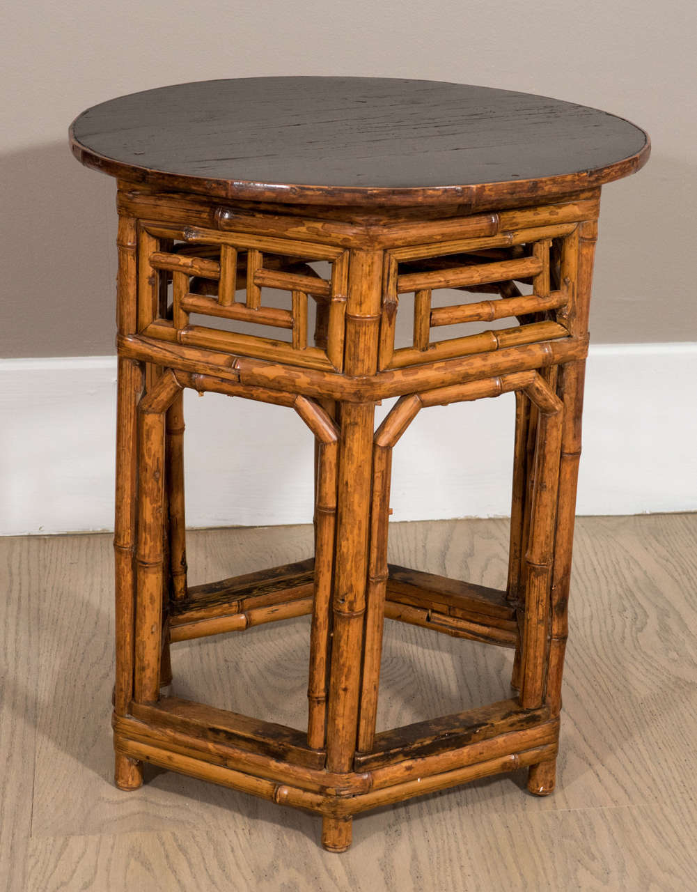 20th Century Fine Pair of Bamboo Tables with Ebonized Tops