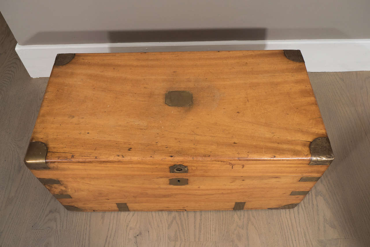 19th Century Chinese Export Camphorwood Sea Chest or Campaign Trunk For Sale