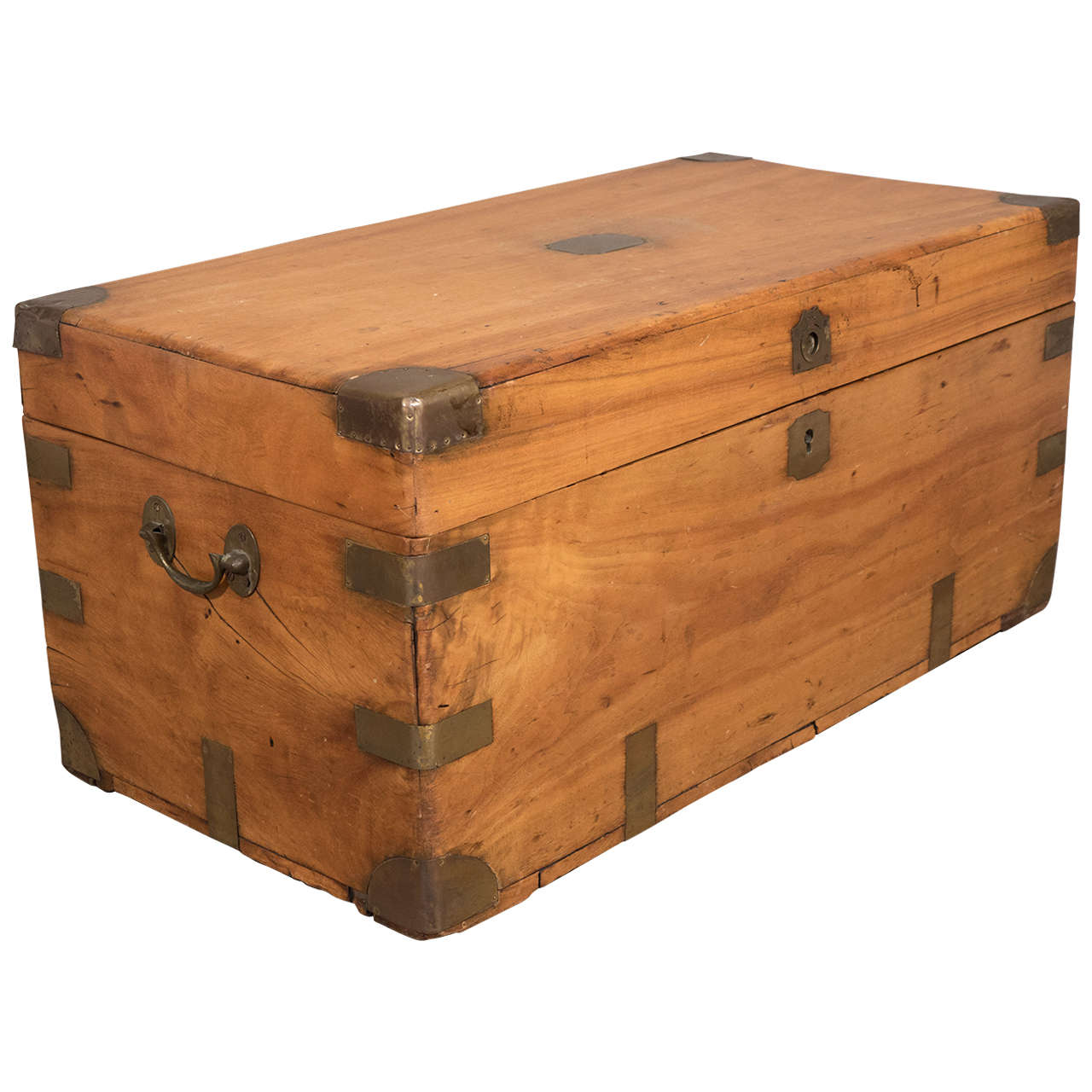 Chinese Export Camphorwood Sea Chest or Campaign Trunk For Sale