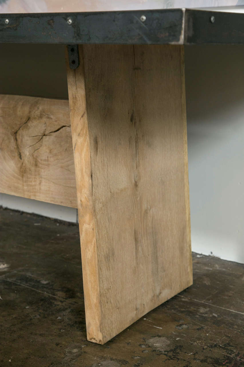 Zinc Top Trestle Table at 1stDibs