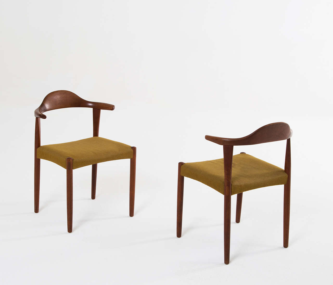 Scandinavian Modern Set of Six Danish Teak Bullhorn Chairs