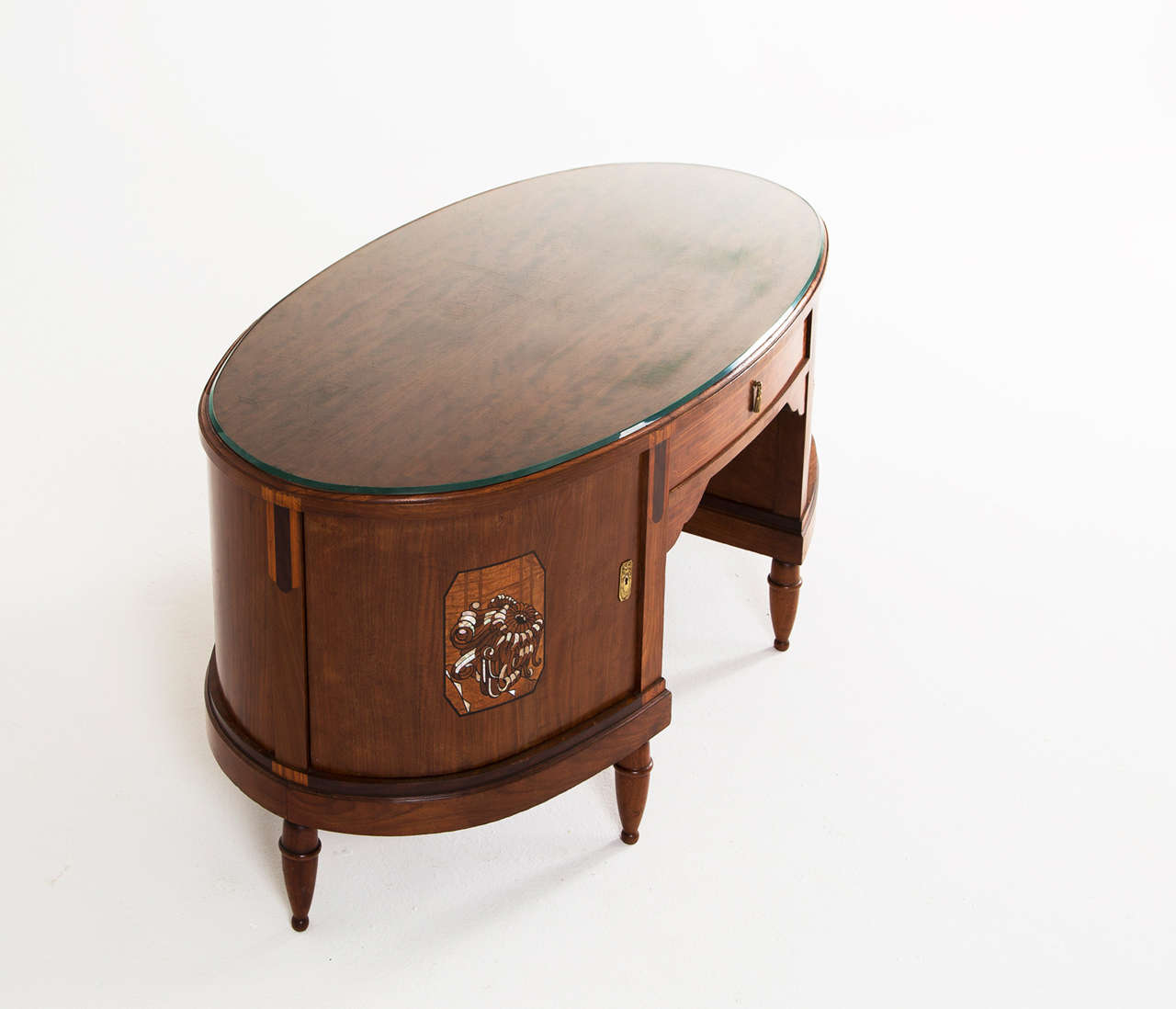 Two Sided Art Deco Executive Desk in Mahogany  2