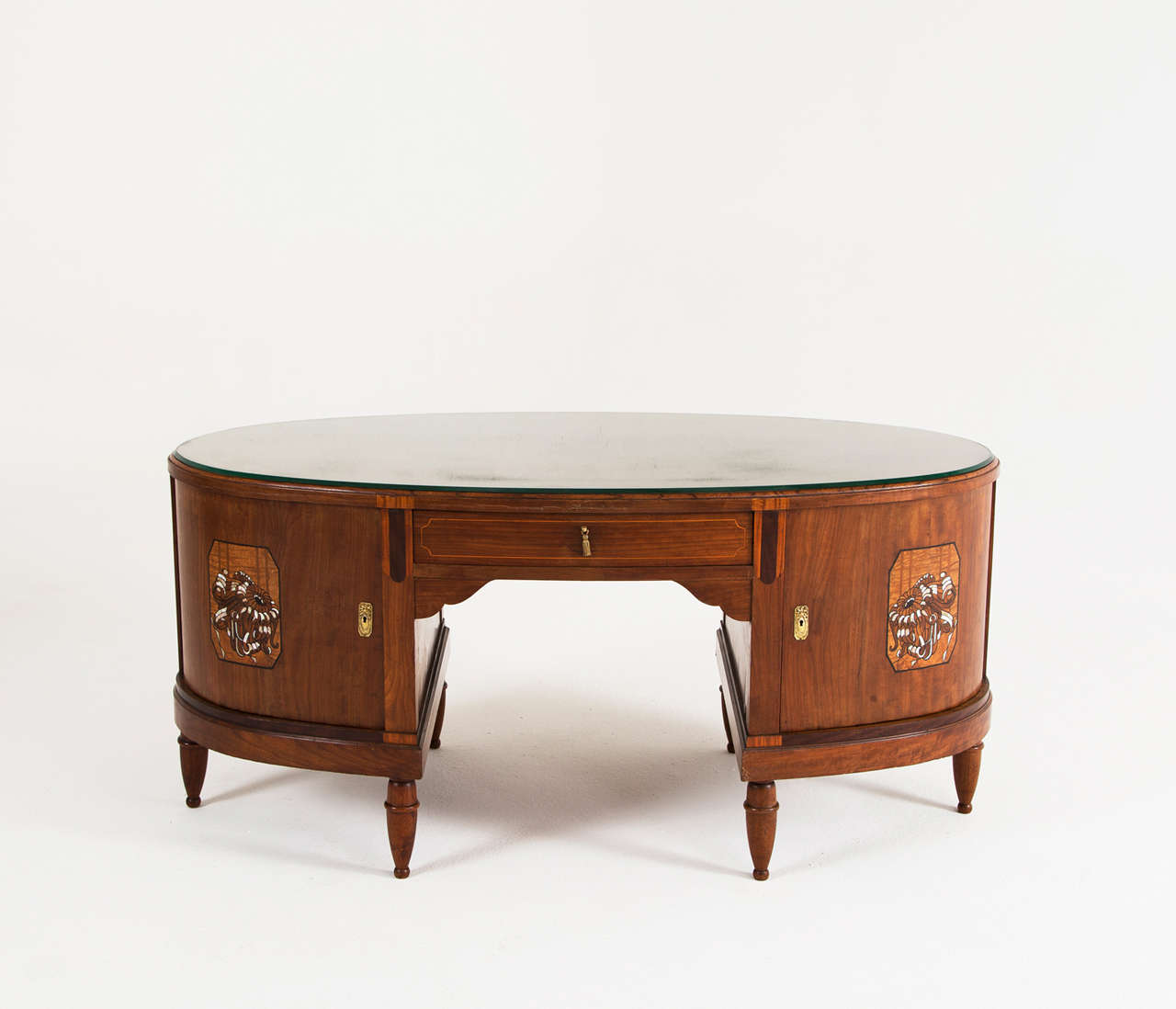 Two Sided Art Deco Executive Desk in Mahogany  3