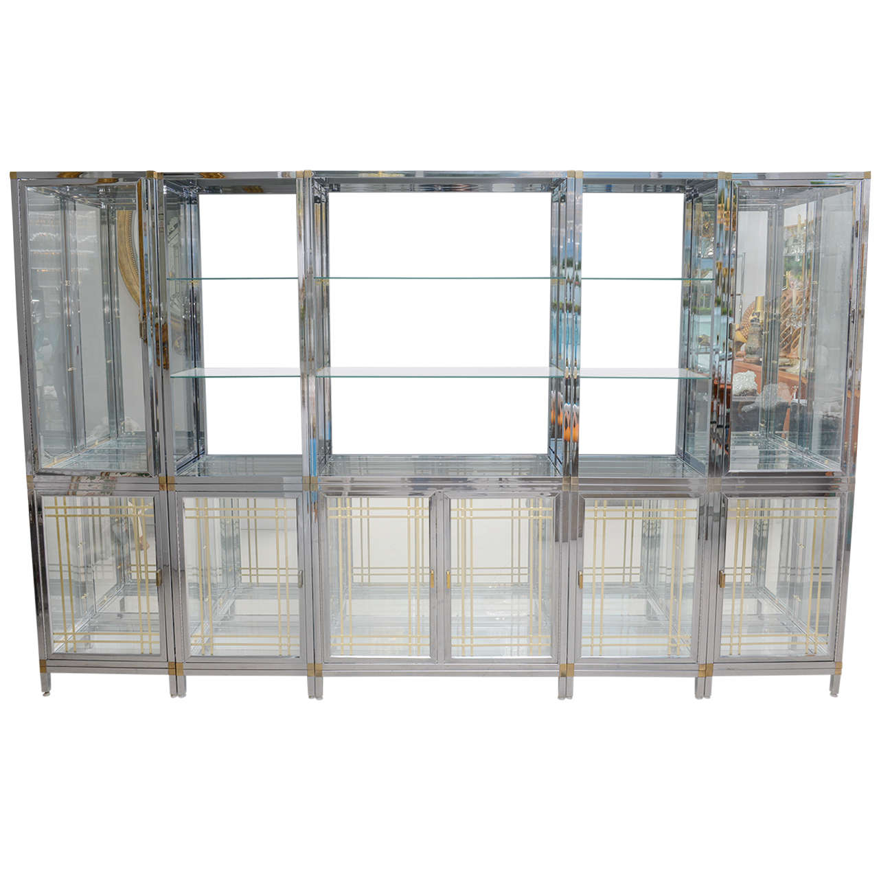 Shop Display of Chrome and Brass Wall Unit