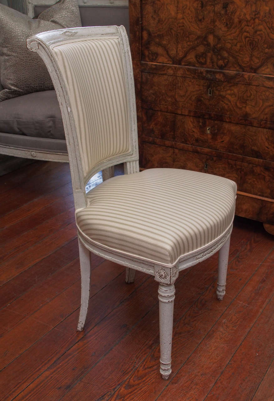 Fabric Set of Six Directoire Dining Chairs For Sale