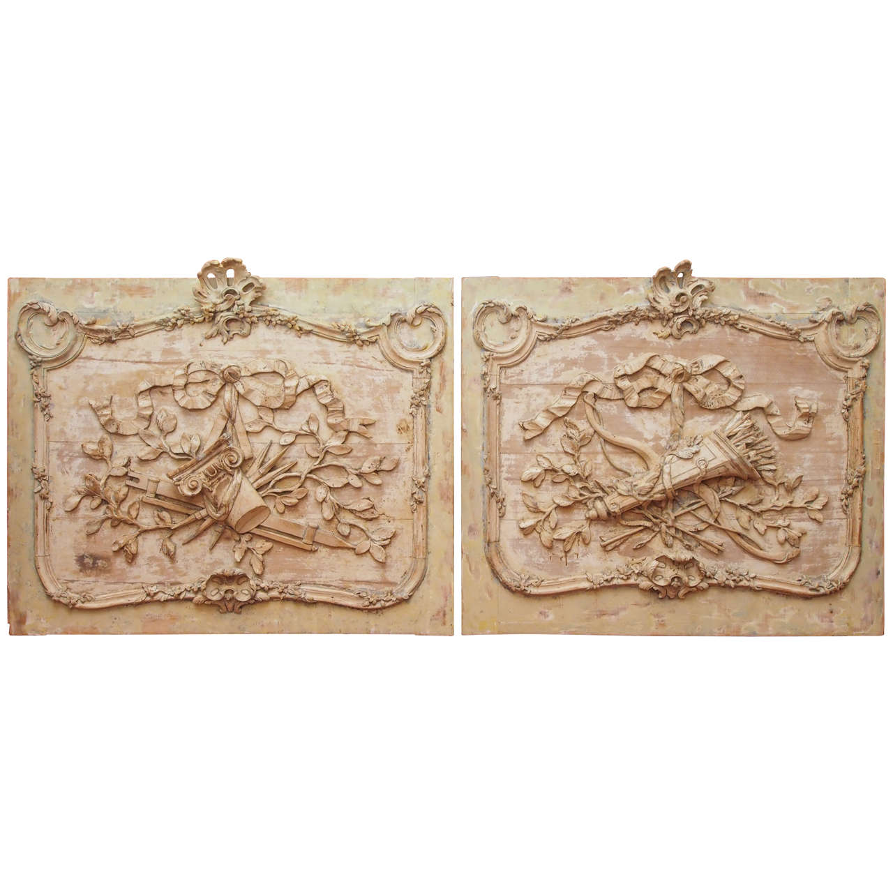 19th Century Pair of Carved Panels For Sale at 1stDibs