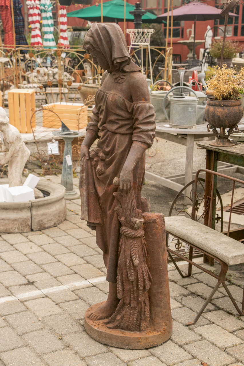 Unknown Large Cast Iron Lady Statue