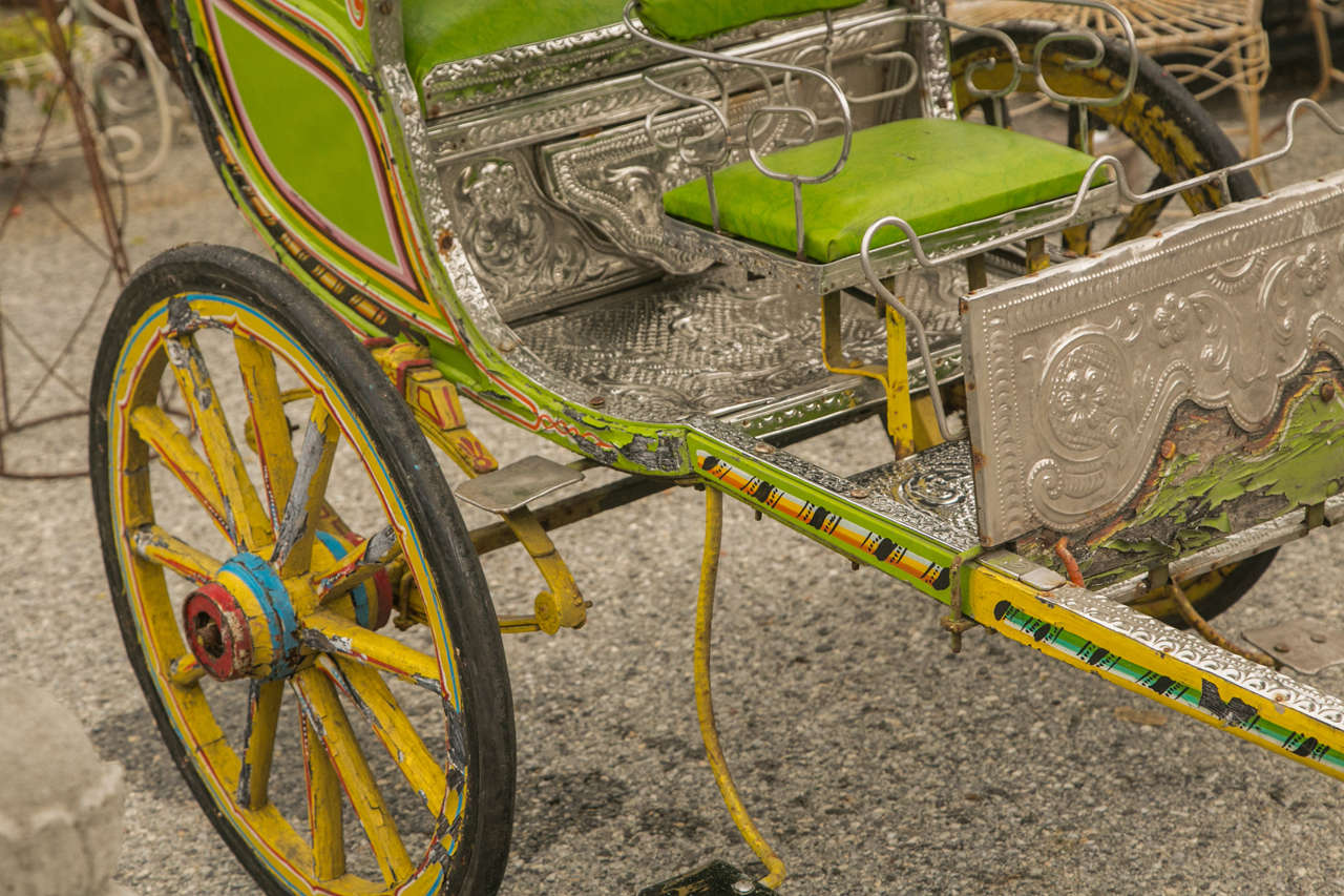 Antique Colorful Child's Rickshaw with Passenger Seat 1