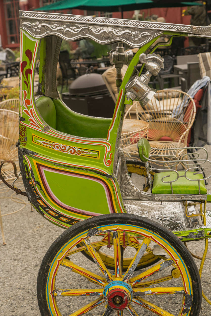 Antique Colorful Child's Rickshaw with Passenger Seat 2