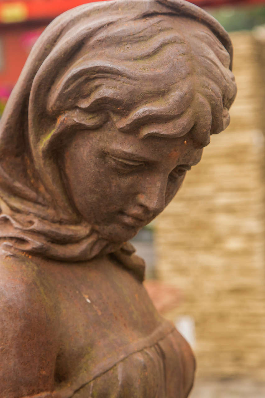 Large Cast Iron Lady Statue For Sale at 1stdibs