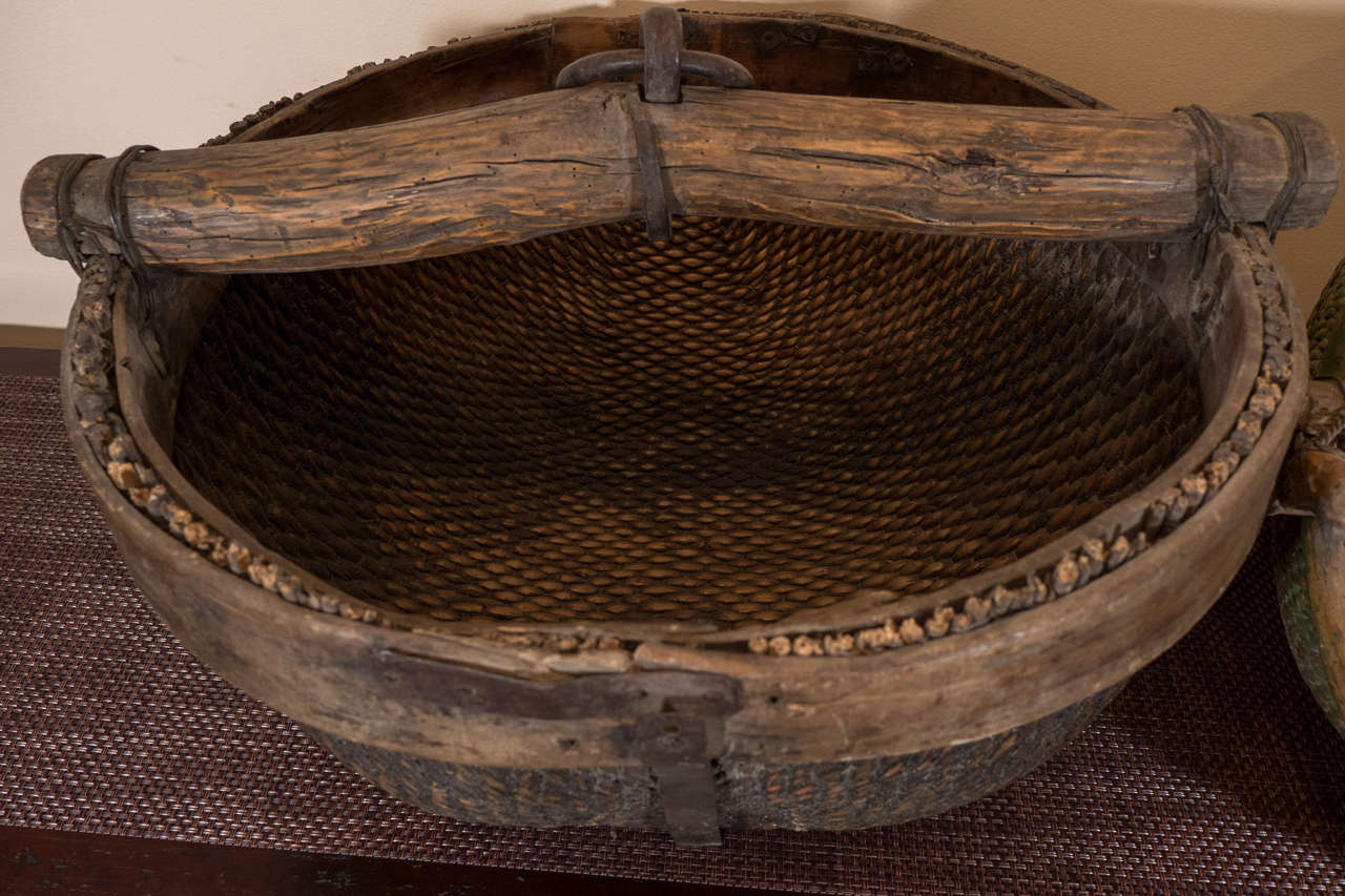 Chinese Antique Willow Water Baskets For Sale