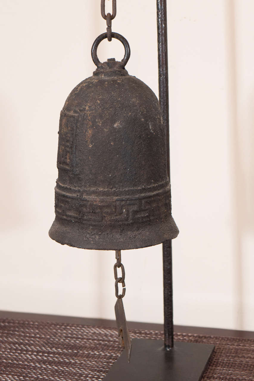 Chinese 19th Century Embossed Cast Iron Bell For Sale
