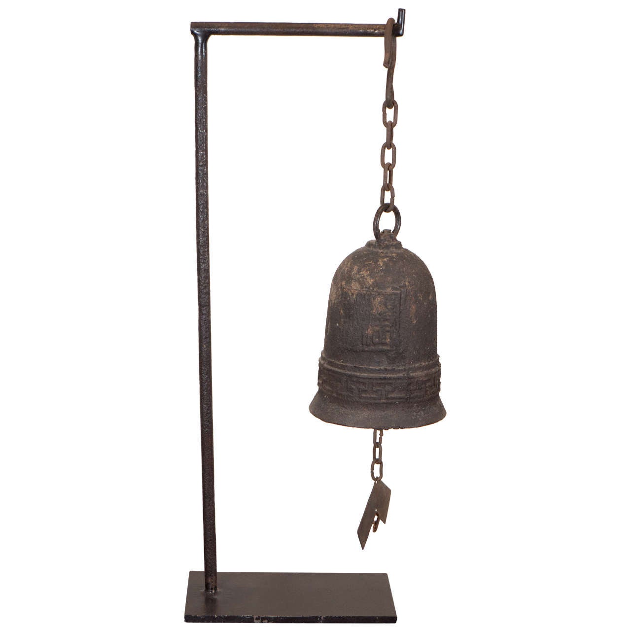19th Century Embossed Cast Iron Bell For Sale