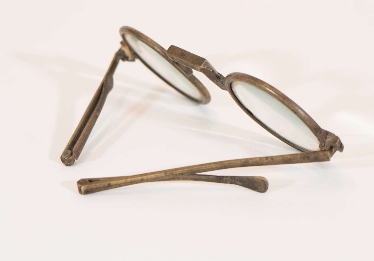 Metal Antique Eyeglasses on Custom Stand