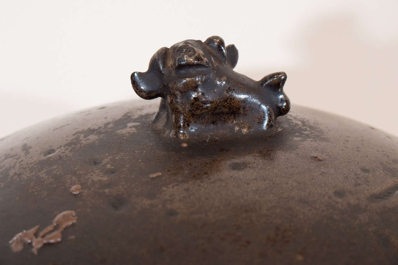 Chinese Antique Covered Ceramic Oil Jar